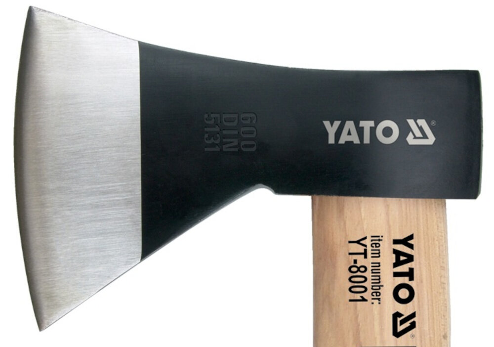 Siekiera uniwersalna YATO YT-8001 0.6 kg obuch waga 600 g z hartowanej kutej na zimno stali weglowej trwalosc ostrosc szlifowane ostrze z czernionym wykonczeniem odporne na korozje precyzja