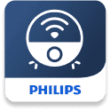 Ikona przedstawia stylizowany rysunek robota koszącego z sygnałem Wi-Fi nad nim. Na dole widnieje napis \'PHILIPS\'.