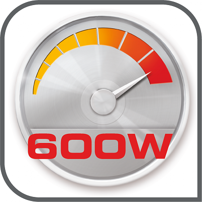 Obraz przedstawia srebrny wskaźnik z czerwoną skalą i napisem \'600W\'.