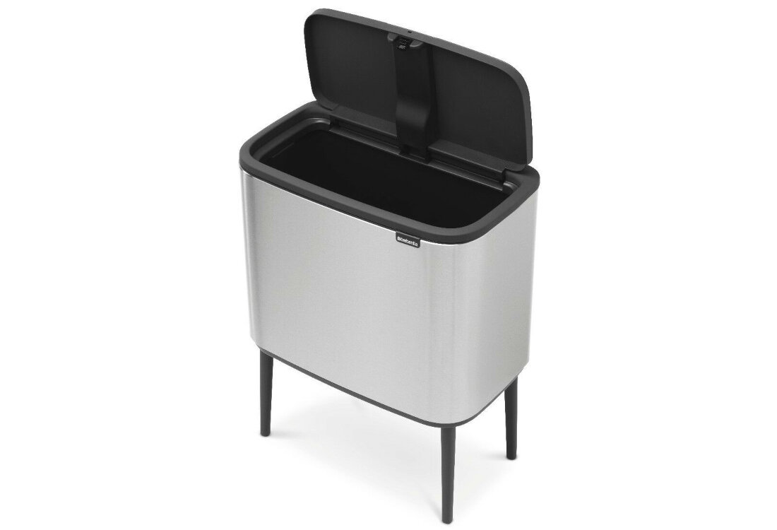 Kosz na śmieci uchylny BRABANTIA Bo Touch 315848 System Soft Touch, wyjmowane wiadro, przylega do ściany 36L Wygodna obsługa mechanizm otwierania Soft-Touch