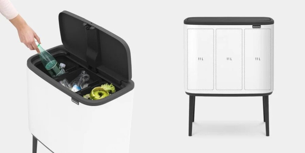 Kosz na śmieci BRABANTIA 313523 33L Biały pojemnosc 33 l trzy pojemniki Solidna konstrukcja