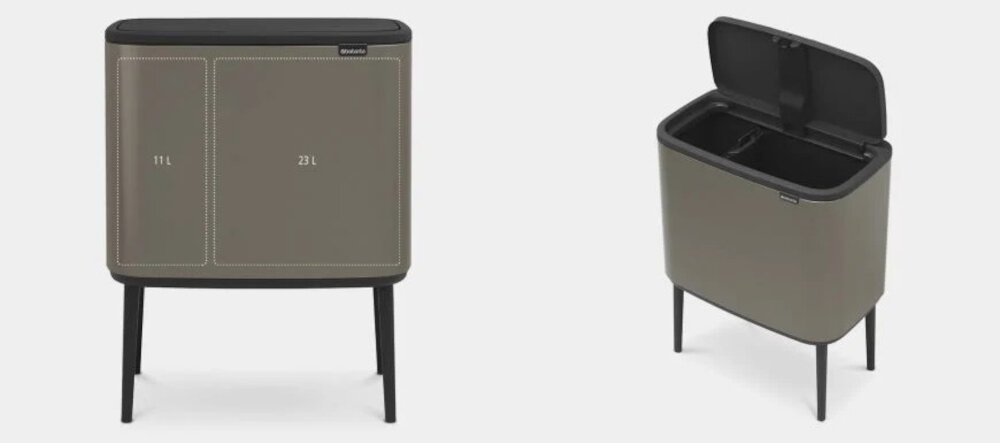 Kosz na śmieci BRABANTIA 316142 Dwie komory pojemnosc 11 l 23 l antypoślizgowe nóżki