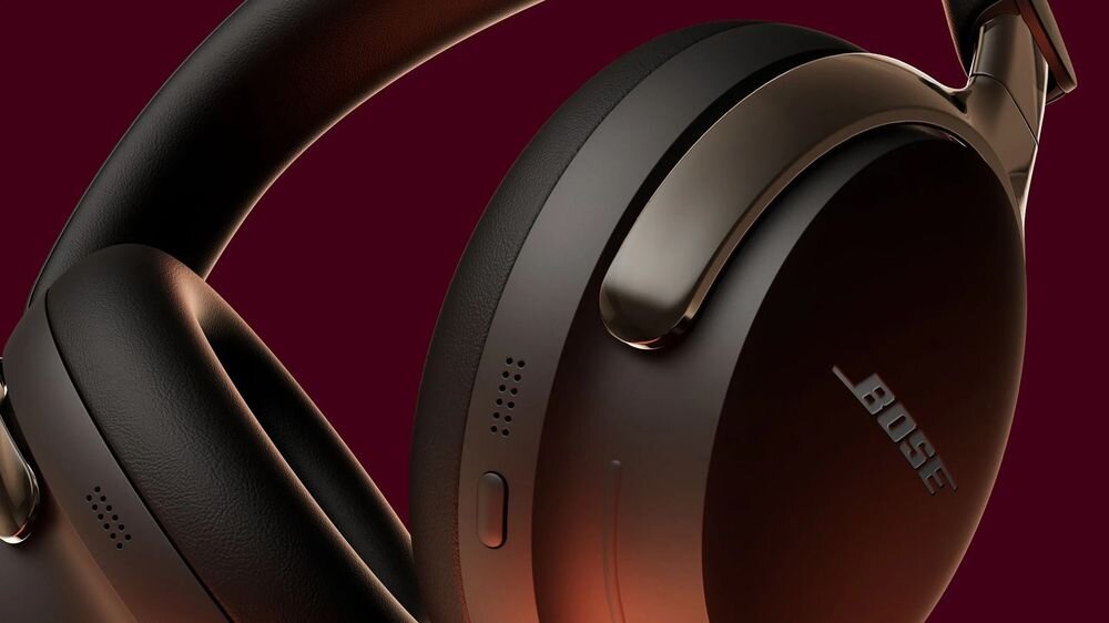 BOSE QuietComfort Ultra 2 gen. ANC do 30 godzin pracy kabel USB-C USB-C słuchanie podczas ładowania, słuchawki na czerownym tle