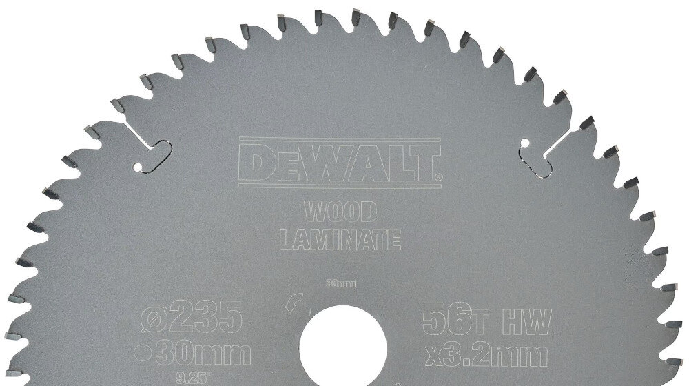 Tarcza do cięcia DEWALT DT4097 235 mm 56 zębów z węglika spiekanego średnica 235 mm średnica otworu 30 mm laserowo wycinany korpus