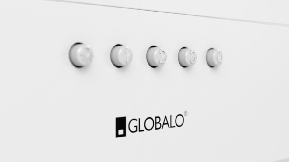 Zdjęcie przedstawia panel z pięcioma przyciskami oznaczonymi cyframi od 1 do 5 oraz logo \'GLOBALO\'.