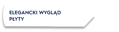 Obraz przedstawia biały prostokąt z czarną obwódką, na którym widnieje tekst: \'ELEGANCKI WYGLĄD PŁYTY\'.