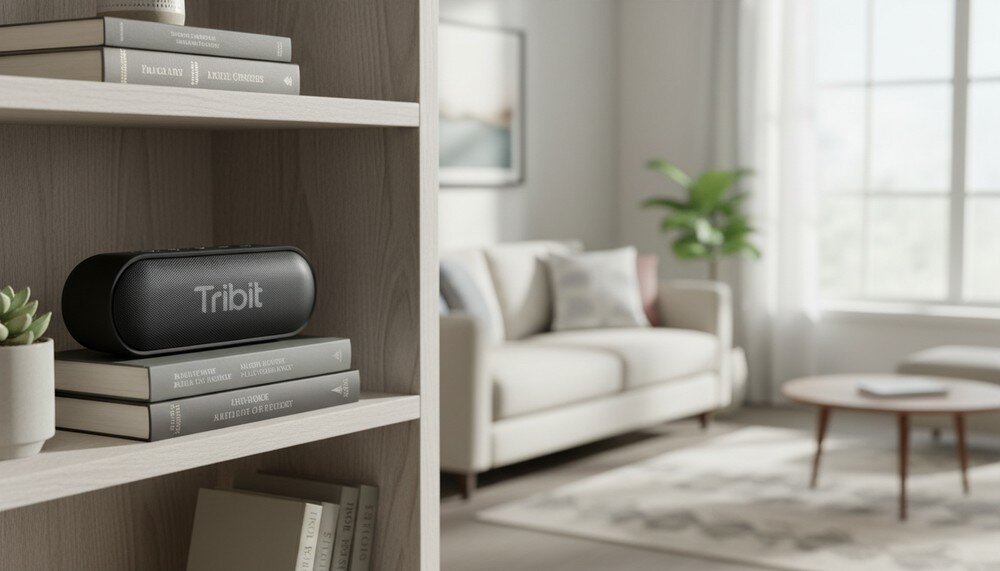 Głośnik mobilny TRIBIT XSound Go BTS58, głośnik Bluetooth, dźwięk stereo, mobilne zastosowanie, głośnik na półce w pomieszczeniu