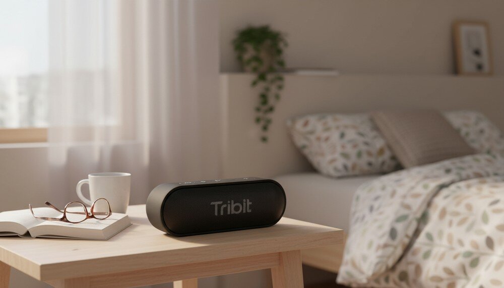 Głośnik mobilny TRIBIT XSound Go BTS58, 380 g, 20 W, wymiary 175 x 56 x 59 mm, mobilna konstrukcja, głośnik na stoliku w pomieszczeniu