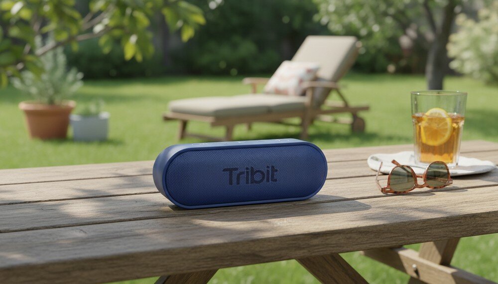 Głośnik mobilny TRIBIT XSound Go BTS58, głośnik Bluetooth, dźwięk stereo, mobilne zastosowanie, głośnik na ławce w plenerze