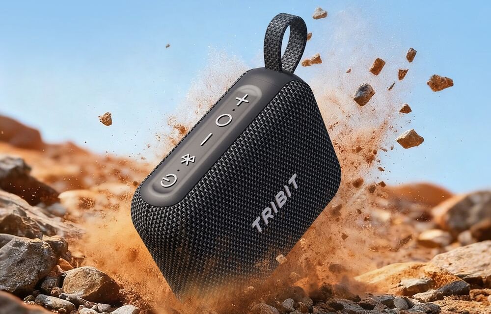 Głośnik mobilny TRIBIT PocketGo BTS68, przenośny głośnik Bluetooth do słuchania muzyki w domu i na zewnątrz, głośnik na skalnym tle