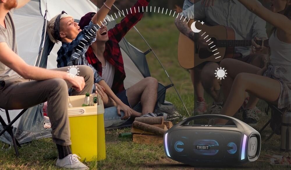 Głośnik mobilny TRIBIT StormBox Blast 2 BTS56, do 30 godzin odtwarzania, długi czas pracy, głośnik stojący na trawie