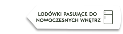Grafika przedstawia biały pasek z tekstem \'LODÓWKI PASUJĄCE DO NOWOCZESNYCH WNĘTRZ\' oraz ikoną lodówki.