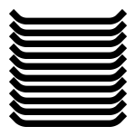 Czarny symbol przedstawiający stos talerzy ułożonych jeden na drugim.