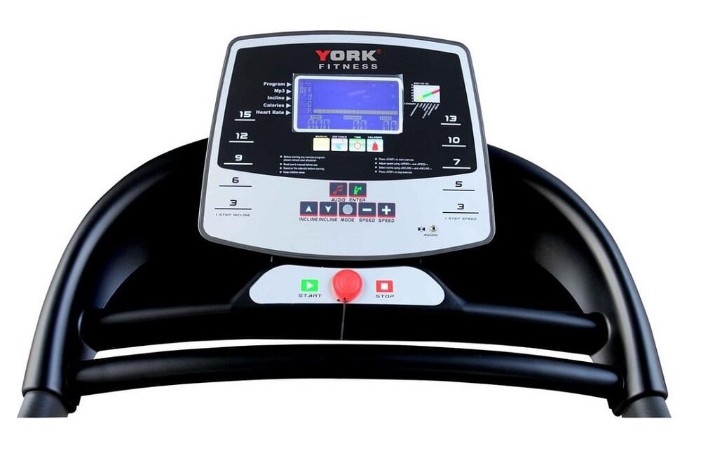 Bieżnia elektryczna YORK FITNESS T 800 Wielofunkcyjność komfort użytkowania Regulowana prędkość automatyczna regulacja kąta nachylenia wyświetlacz LCD