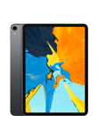 Tablet z dużym ekranem wyświetlającym kolorową grafikę w odcieniach niebieskiego, żółtego i pomarańczowego. Obudowa jest w ciemnym kolorze, a w rogu widoczny jest aparat.