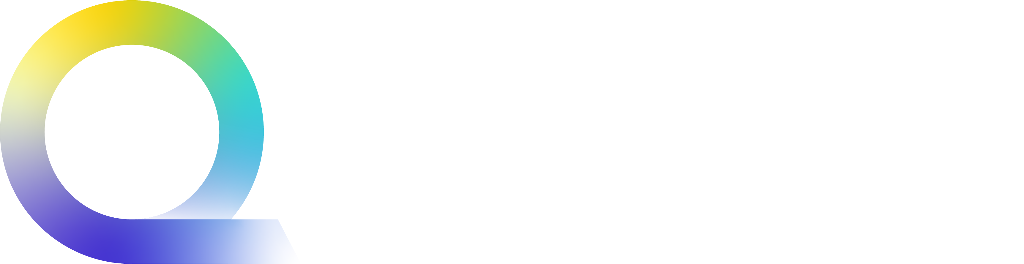 Kolorowe logo z gradientem przechodzącym od żółtego przez zielony do niebieskiego, na białym tle.