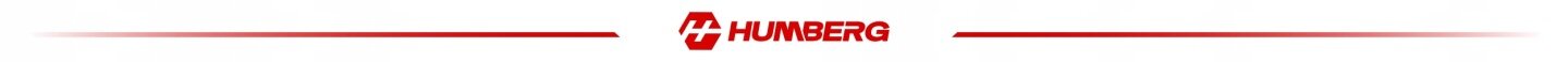 Logo z napisem \'HUMBERG\' w kolorze czerwonym, otoczone cienkimi czerwonymi liniami po obu stronach.