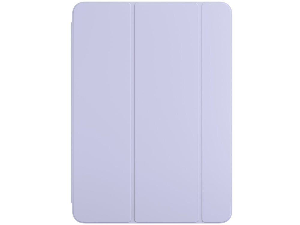 Obraz przedstawia jasnofioletowe etui na tablet z trzema segmentami na przedniej stronie. Etui ma prosty, minimalistyczny design.