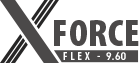 Logo z napisem \'X FORCE FLEX - 9.60\' w kolorze czarnym.