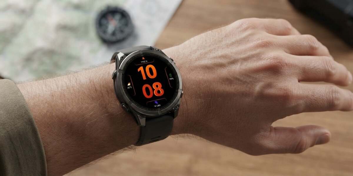 Smartwatch FOREVER Focus GPS SW-900 Czarny na dłoni mężczyzny.
