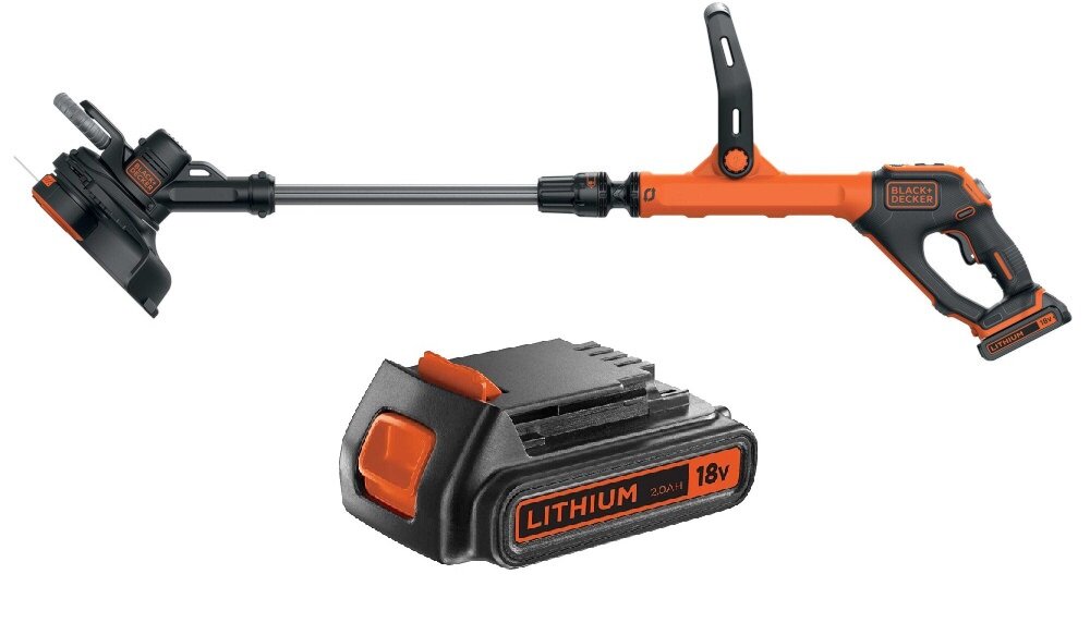 Podkaszarka akumulatorowa BLACK&DECKER STC1820EPC w zestawie akumulator 18 V 2,0 Ah ładowarka 400 mA żyłka tnąca