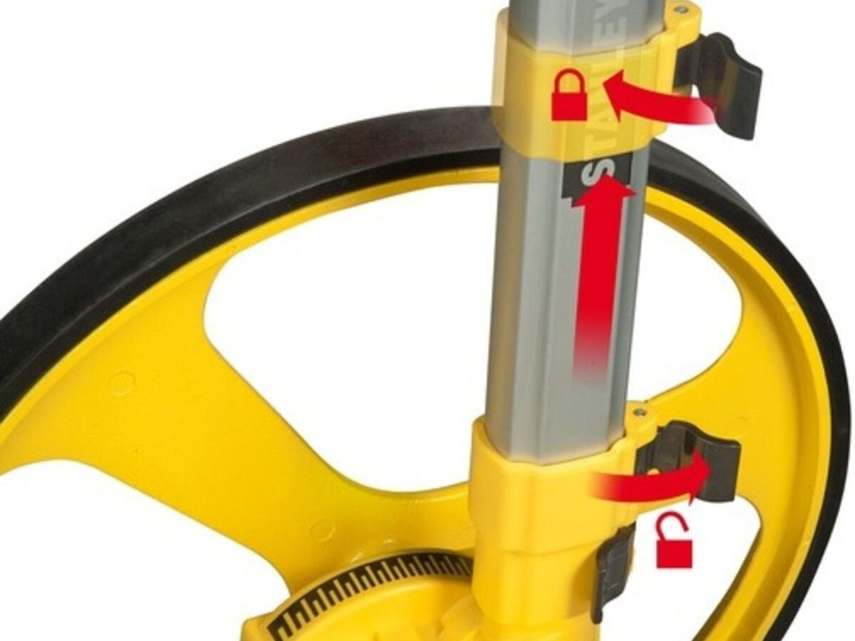 Drogomierz STANLEY MW40M 1-77-174, uchwyt, torba, transport, auto, na białym tle zbliżenie na zatrzaski drogomierza