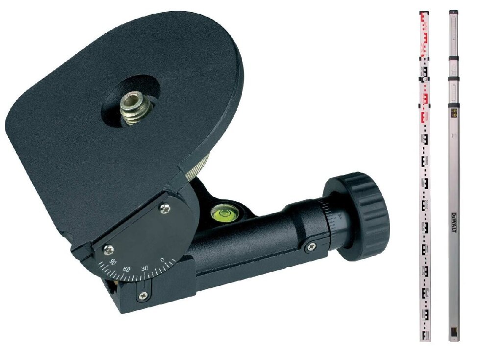 Zestaw pomiarowy DEWALT DCK374D1R-QW aluminiowa lata niwelacyjna podstawa uchylna rozszezone funkcje lasera bardzo precyzyjny latwy szybki pomiar ryzyko pomylki zminimalizowane niemal do zera