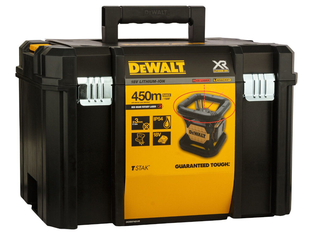 Zestaw pomiarowy DEWALT DCK374D1R-QW Kufer T-STAK z wysokiej jakosci tworzyw sztucznych odporny na uszkodzenia zabezpieczenie sprzetu przed uszkodzeniem