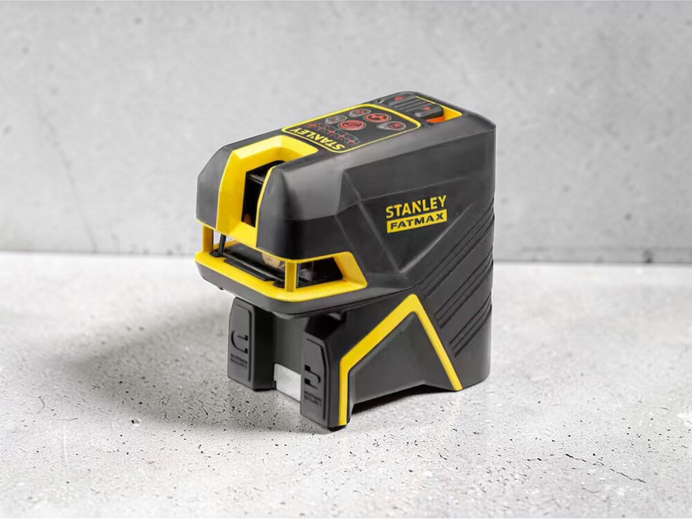 Laser punktowo-krzyżowy STANLEY FMHT1-77415, odporność, guma, upadek, ochrona, Laser punktowo-krzyżowy Stanley Fatmax w obudowie odpornej na uderzenia.