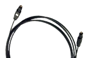 kabel Czarny kabel optyczny z dwoma złączami na końcach.