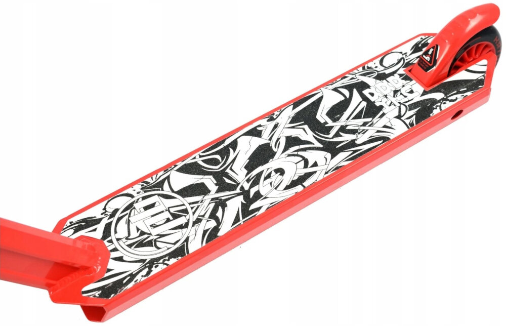 Hulajnoga wyczynowa PB Stunt Katana Czerwono-czarny szeroki podest jezdny powloka antyposlizgowa wymiary 50 x 11 cm dla osob o wadze do 100 kg