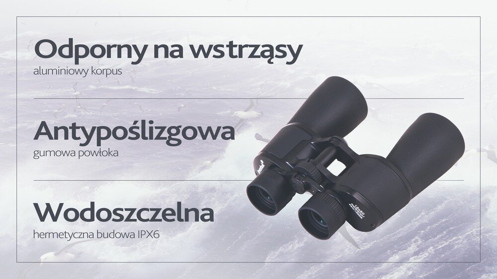Lornetka LEVENHUK Sherman BASE 12x50 aluminium odporność szczelność Stopień ochrony IPX6