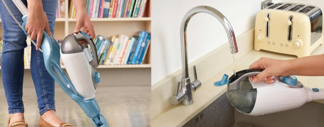 Mop parowy BLACK & DECKER FSMH13101SM dolaczany zbiornik na wode pojemnosc 0,5 l wskaznik gotowosci pracy