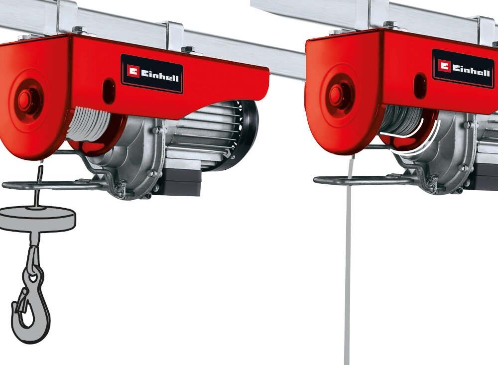 Wciągarka elektryczna EINHELL TC-EH 500 latwa w obsludze i montazu dwie podwijne szyny mocujace