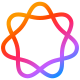 Kolorowy symbol w kształcie atomu złożony z ośmiu połączonych łuków, tworzący zamkniętą pętlę.