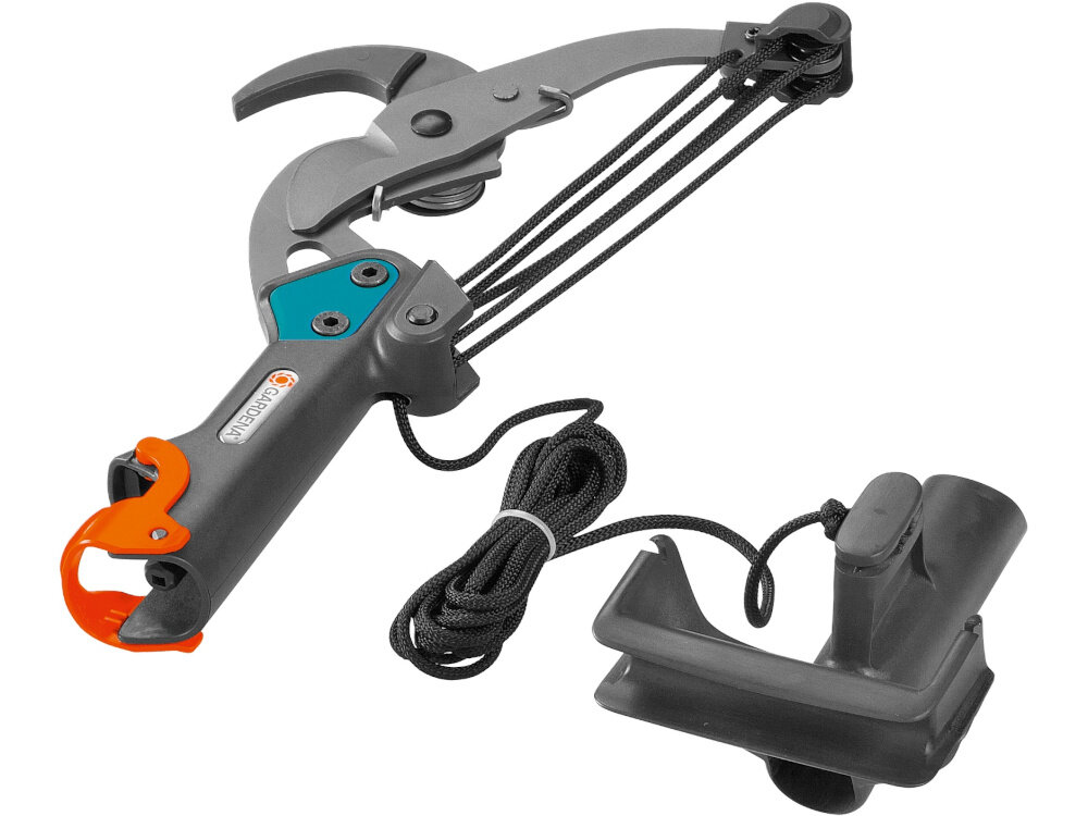 Sekator ręczny GARDENA Combisystem 297-20 do latwego ciecia galezi o srednicy do 35 mm dwuostrzowy mechanizm mocna przekladnia do pielegnacji drzew krzewow trudno dostepnych miejsc dluga linka