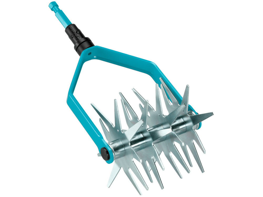 Kultywator ręczny GARDENA Combisystem 3196-20 ergonomiczny ksztalt wygodna praca nie obciaza nadgarstkow niewielki rozmiar dlugosc 37 cm latwe manewrowanie w ciasnych miejscach z wysokiej jakosci materialow trwalosc odpornosc na korozje solidna stalowa konstrukcja