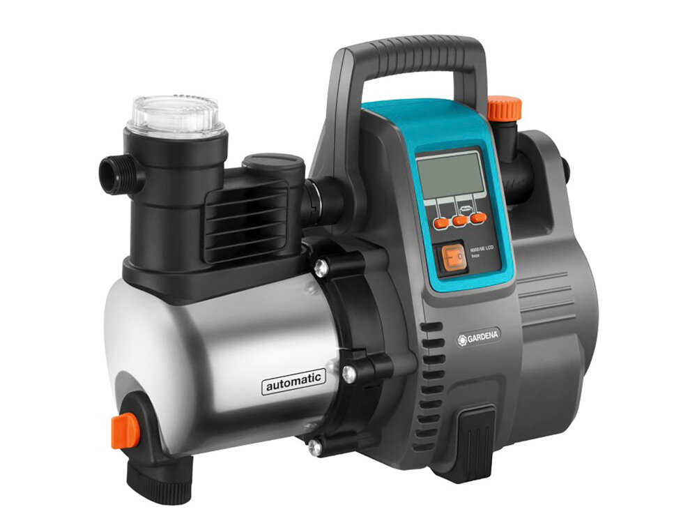 Hydrofor do wody GARDENA Premium 6000-6E 1760-20 elektryczny wysokiej klasy wykorzystanie deszczówki lub wody z okolicznych studni do podlewania ogrodów dostarczenia wody do artykułów gospodarstwa domowego wygodne zawory