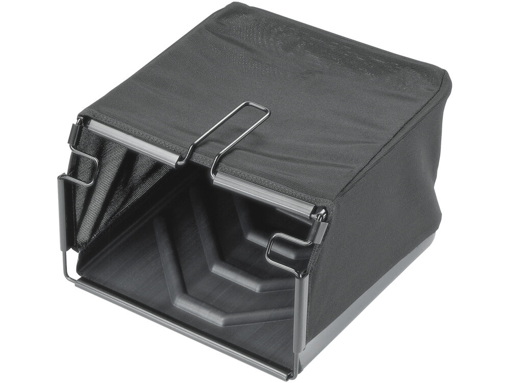 Kosz na ściętą trawę GARDENA 4065-20 rozłożony kosz na białym tle efektywne zbieranie trawy oszczędność czasu