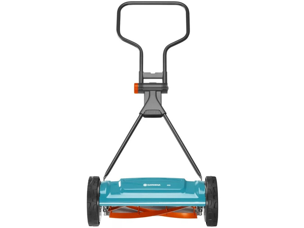 Kosiarka ręczna GARDENA Classic 400 wyrzut trawy do przodu do kosza szerokość robocza 33 cm powierzchnia koszenia do 150 m² wysokość 12-42 cm dźwignia 4-stopniowa regulacja