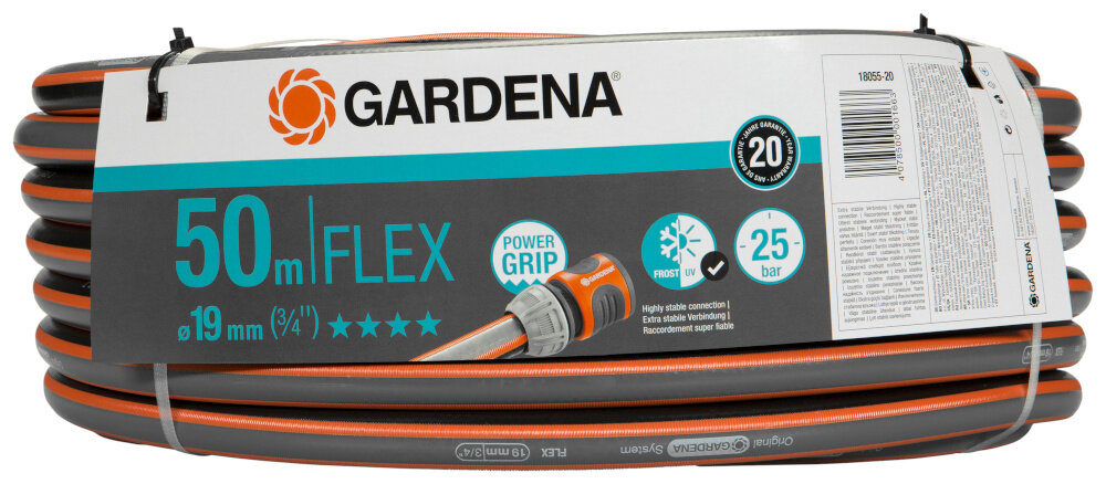 Wąż ogrodowy GARDENA Comfort Flex 3-4 cala 50 m 18055-20 wygodne podlewanie efektywnosc odpornosc na mroz i promienie UV elastycznosc optymalna dlugosc trwaly praktyczne rozwiazanie