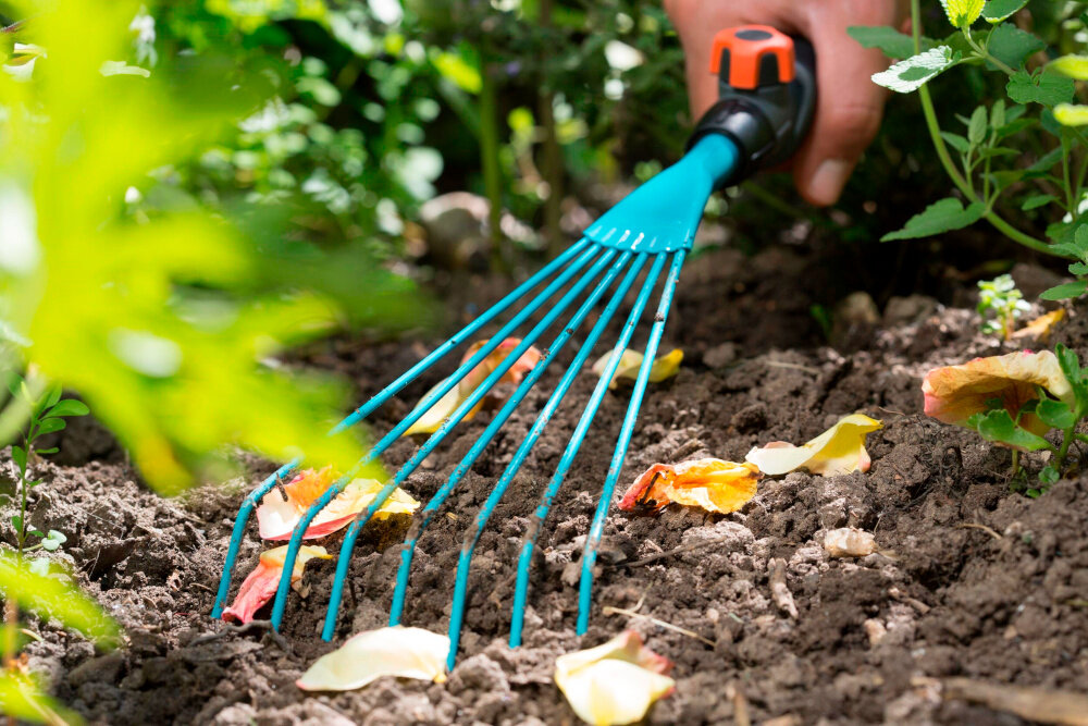Grabki ogrodowe GARDENA 8917-20 szerokość 8.5 cm 5 zębów grabienie uniwersalne grabki dla ogrodnikow