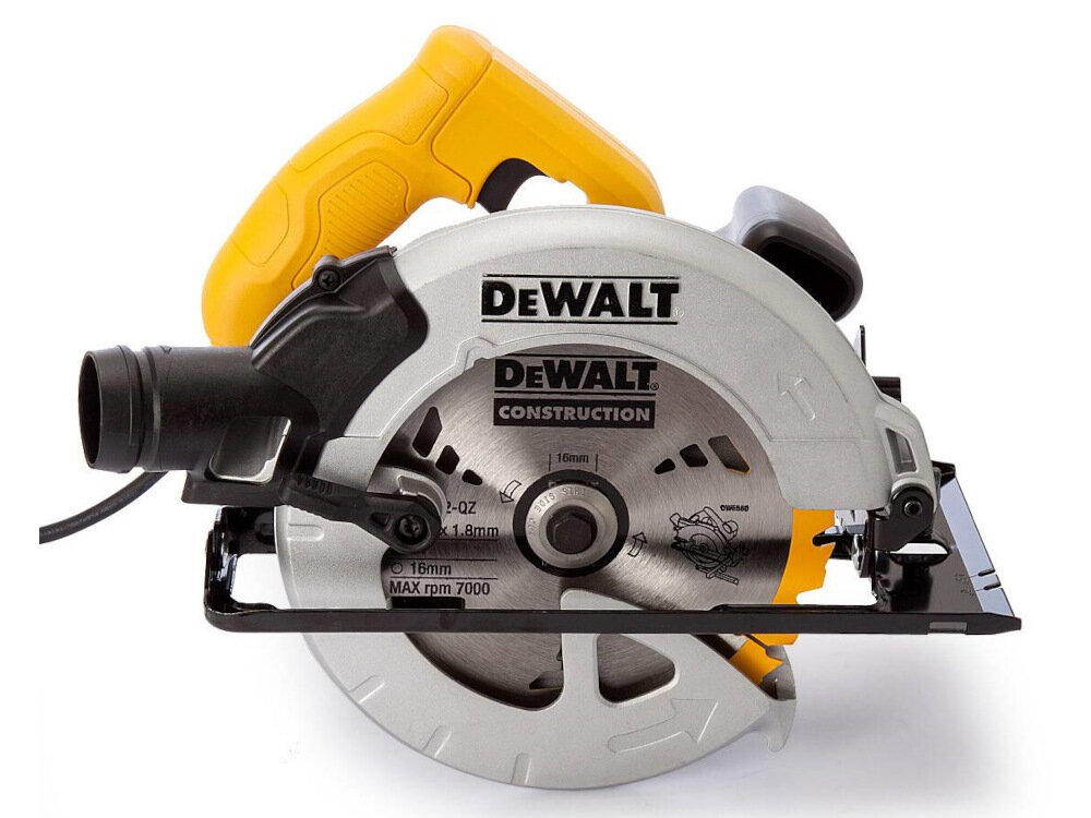 Pilarka tarczowa DEWALT DWE560K silnik elektryczny moc 1350 W maksymalna prędkość obrotowa do 5500 obr/min