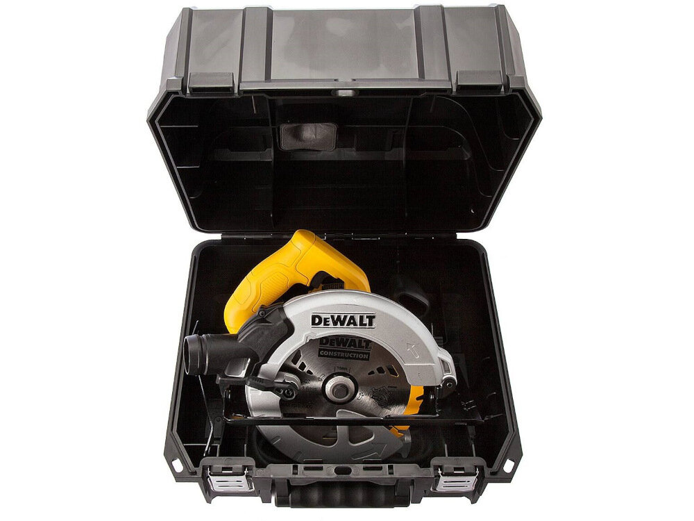 Pilarka tarczowa DEWALT DWE560K wysokiej klasy elektronarzędzie walizka transportowa z bardzo mocnego tworzywa sztucznego wytrzymałe na uszkodzenia mechaniczne
