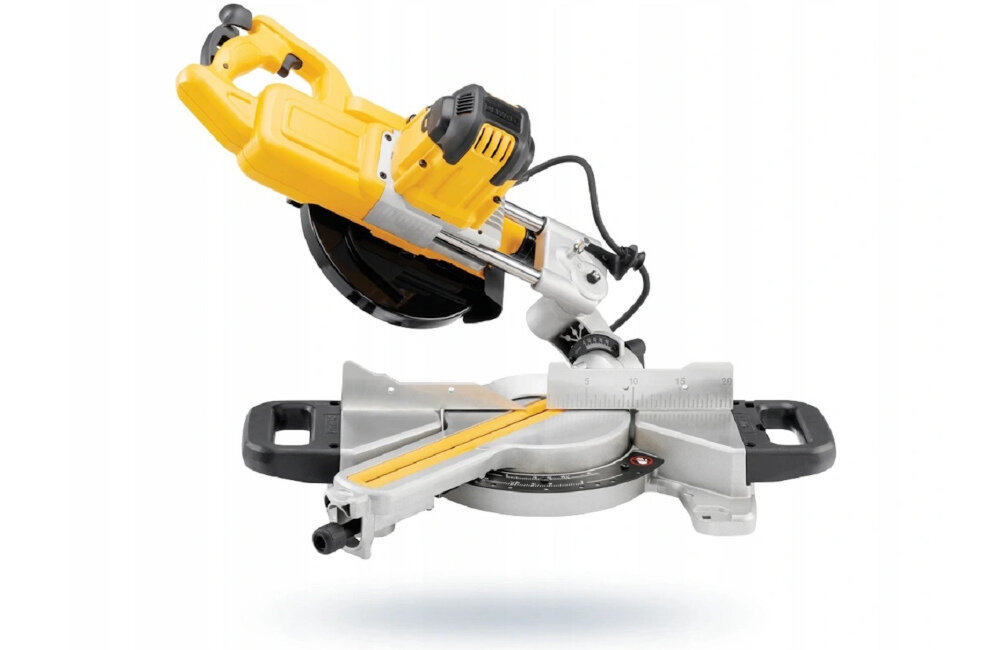 Pilarka ukosowa DEWALT DWS774 moc 1400 W wyposazenie wskaznik XPS precyzyjnie wykonnay korpus dokladnosc