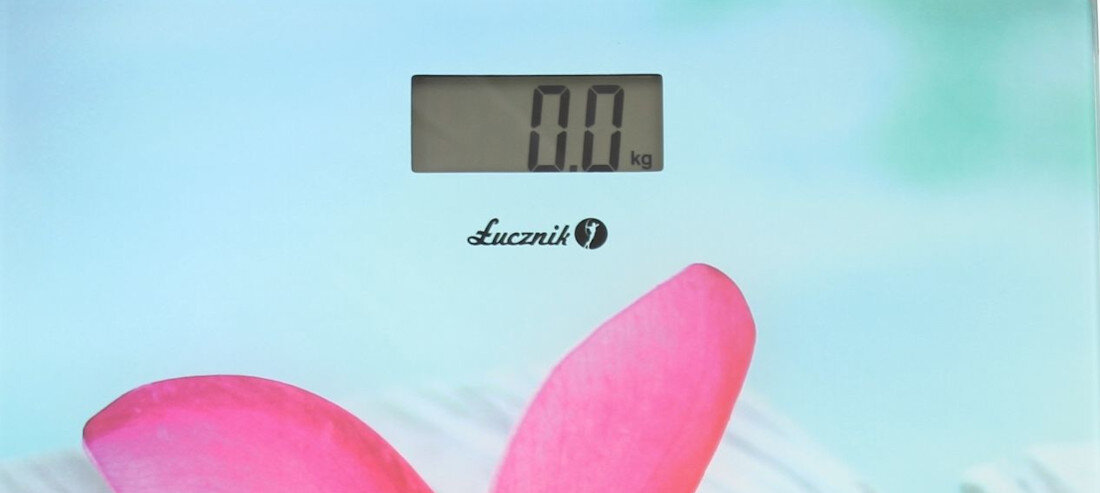 Waga ŁUCZNIK BS973 W11 Czytelny wyświetlacz LCD odczyt pomiar alarm błędu pomiarowego niski poziom baterii wskaźniki przeciążenia komfort użytkowania zasilanie bateria
