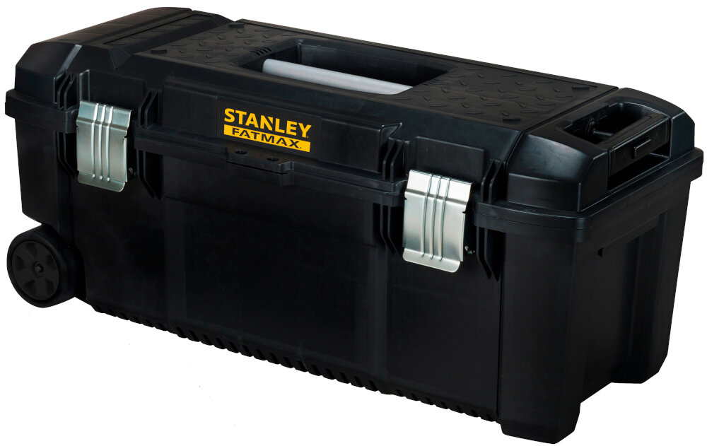 Skrzynka narzędziowa STANLEY FMST1-75761 skrzynka na białym tle obudowa z tworzywa sztucznego odporna na uszkodzenia mechaniczne i działanie czynników zewnętrznych metalowe zatrzask i zawiasy udźwig do 40 kg