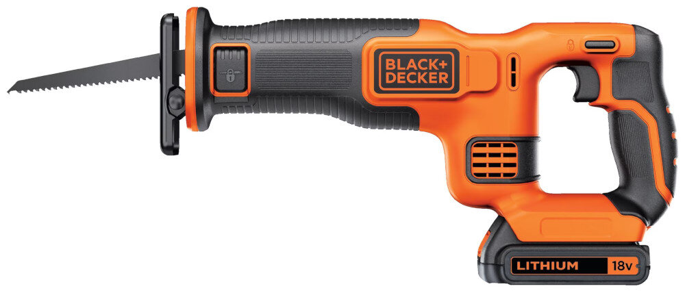 Piła szablasta BLACK & DECKER BDCR18-QW do typowych prac wyburzeniowych do niezwykle precyzyjnych zadań specjalnych system wsuwanego mocowania akumulatorów zapobiega wnikaniu pyłu