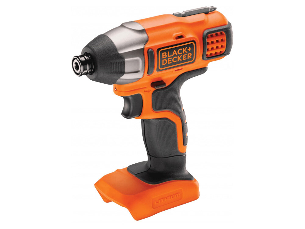 Zakrętarka udarowa BLACK&DECKER BDCIM18N silnik szczotkowy akumulator Li-Ion napięcie 18 V system wsuwanego mocowania akumulatora maksymalna prędkość obrotowa do 3000 obr/min maksymalny moment obrotowy do 155 Nm