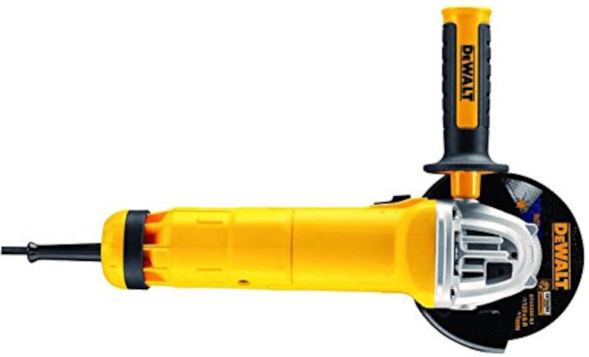 Szlifierka katowa DEWALT DWE4237 komfortowe uzytkowanie udogodnienia wyposazenie maly ergonomiczny obwod korpusu bezpieczna praca zabezpieczenia